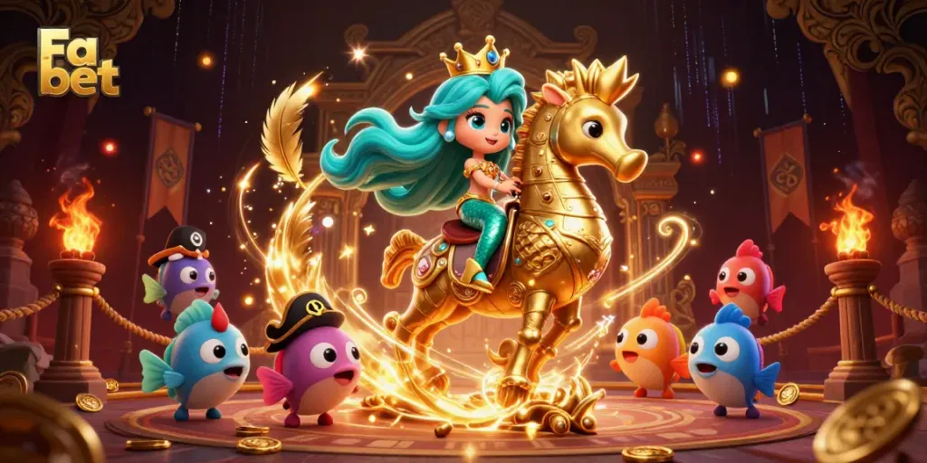 Experience the excitement of Fa bet with a vibrant 3D casino scene featuring colorful characters and elements.