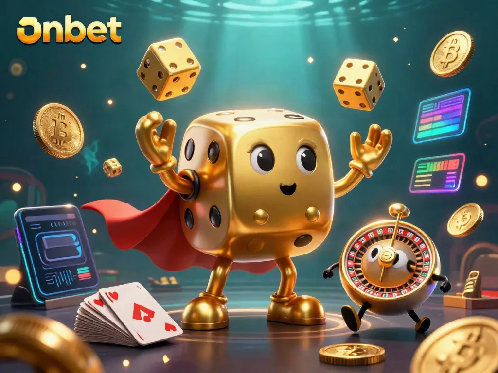 Experience the thrill of onbet with vibrant 3D casino characters showcasing crypto-themed gameplay and rich visual details.